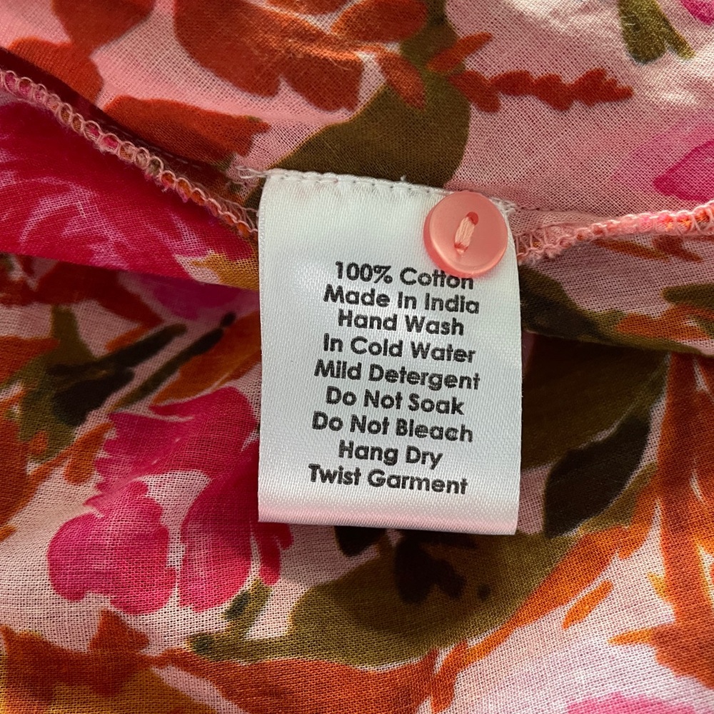 One Season Floral Pink and Green Button-Up Blouse XS - Picture 7 of 9